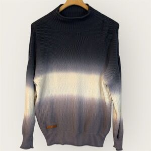 Simply Southern Mens Ombre Blue and  Gray Turtleneck Sweater Size L